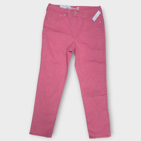 Seven7 Jeans Women's 10 Slim Straight High-Rise Fitted Hips Pink Barbiecore NWT - Picture 1 of 8